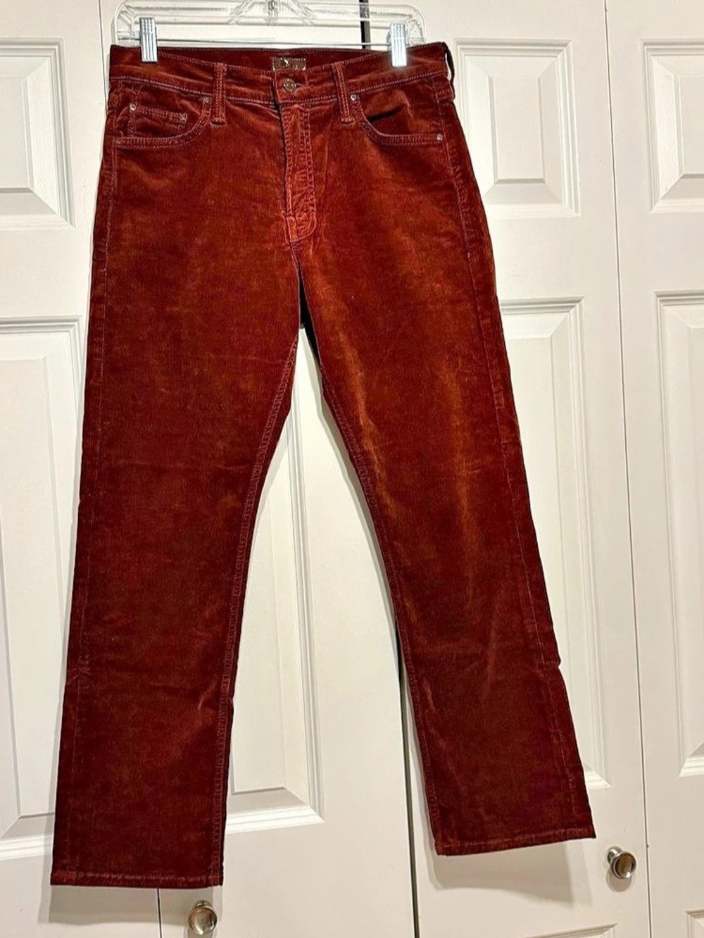 MOTHER The Mid Rise Rider Ankle Corduroy Straight Leg Jeans in Hopscotch 29